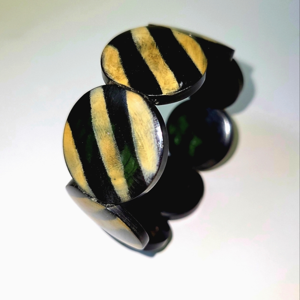 NEW! Genuine Water Buffalo Horn, Chunky Stretch Bracelet, Cruelty-Free, Unisex
